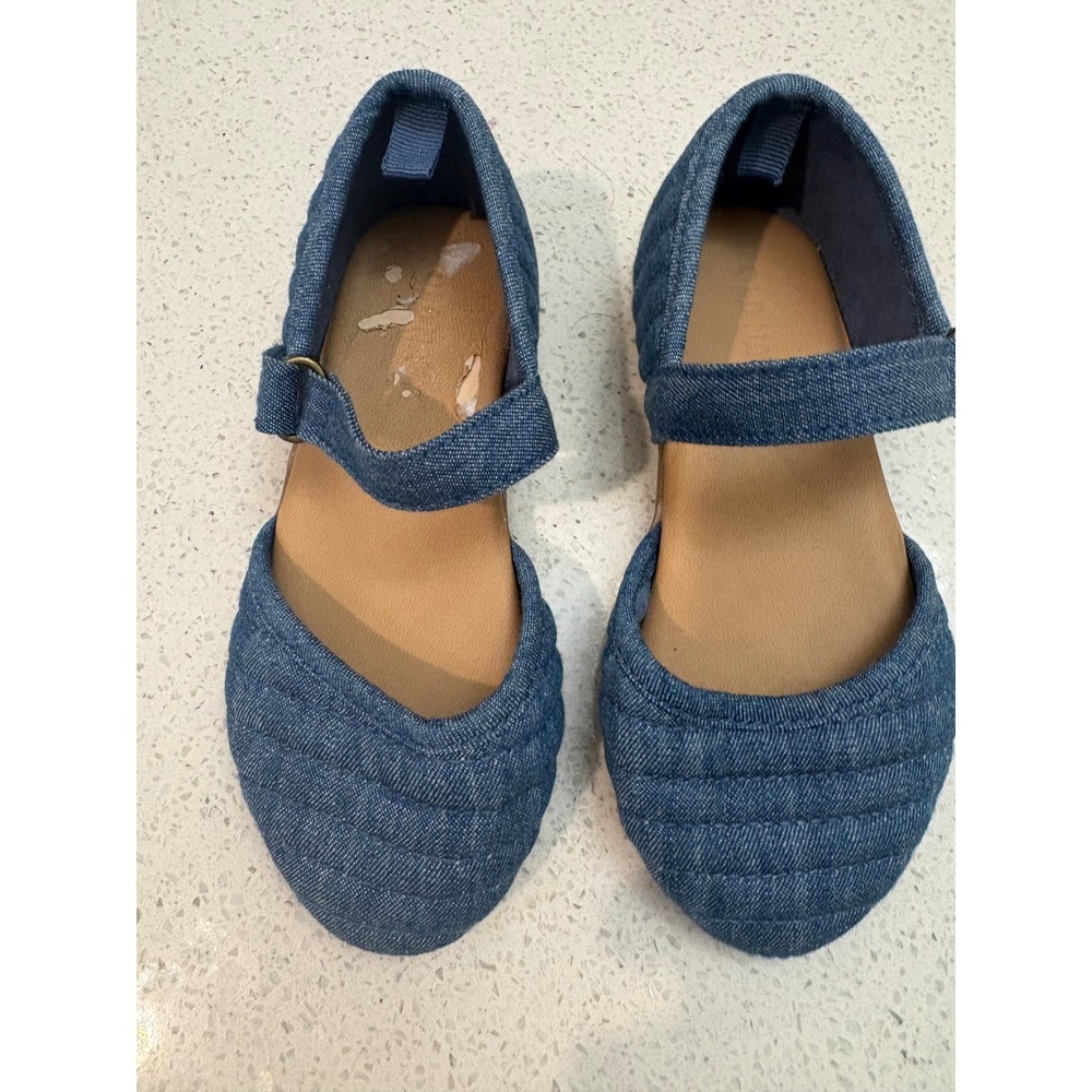 Old Navy Girls Toddler 8 Blue Denim Quilted Mary Jane Flats Shoes